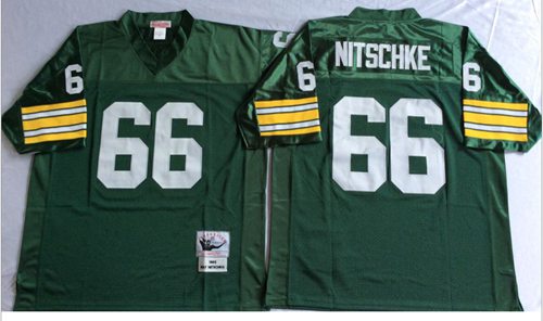 Mitchell And Ness 1966 Packers #66 Ray Nitschke Green Throwback Stitched NFL Jersey - Click Image to Close